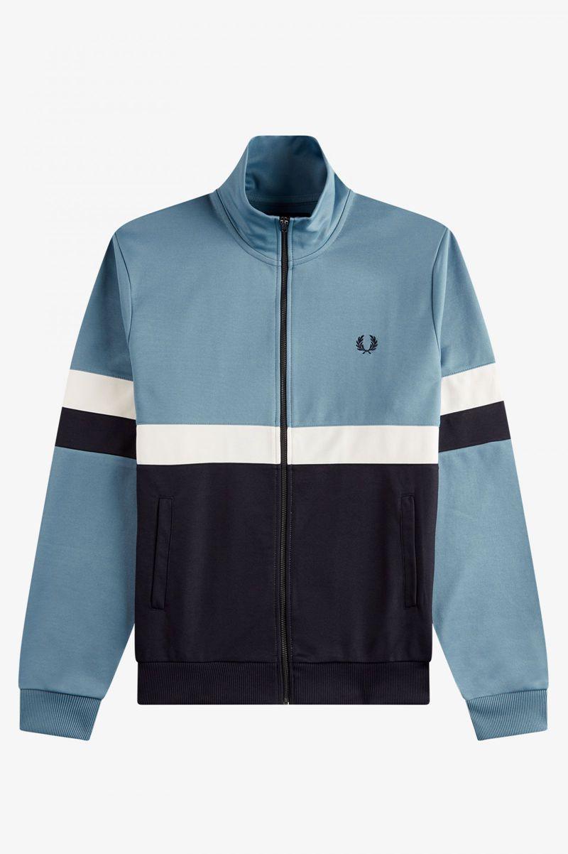 Grey Blue Fred Perry Panelled Track Men's Jackets | PH 1224FDNM